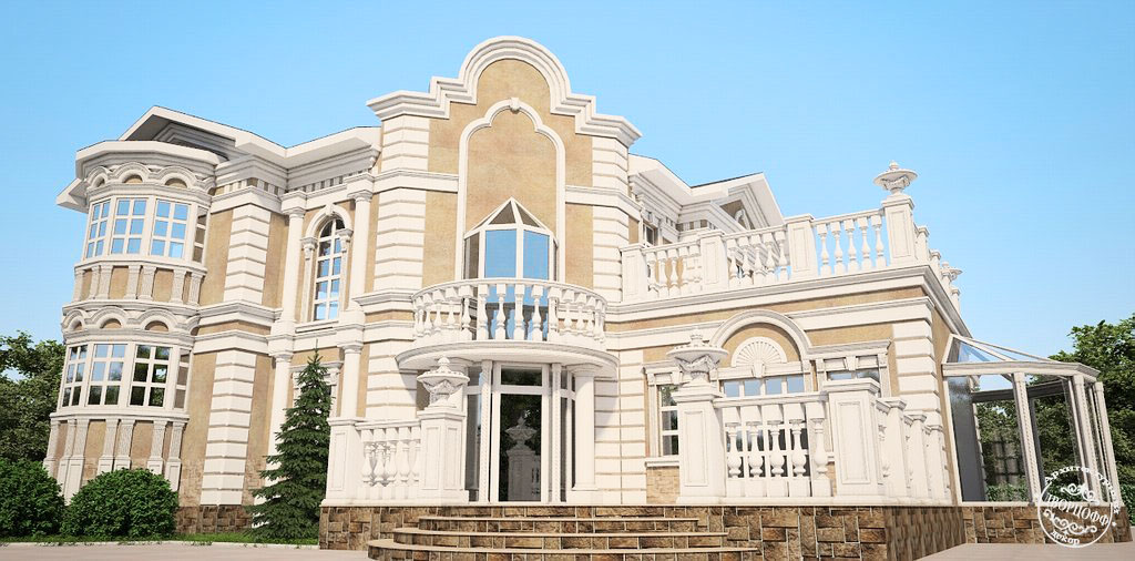 Великолепный фасад коттеджа фото